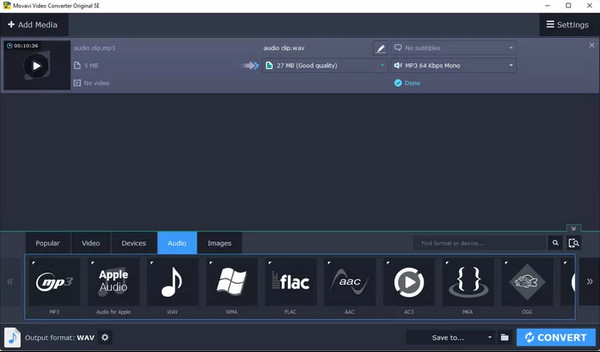 Convert 8D Audio on Movavi