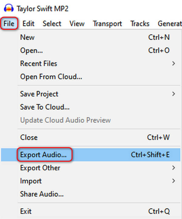 Audacity Export Audio