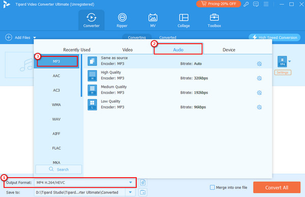 Select MP3 As Output Format