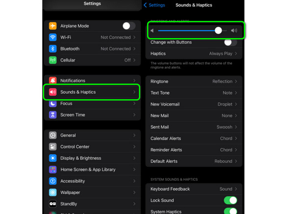 Settings App Sound Haptics Slider