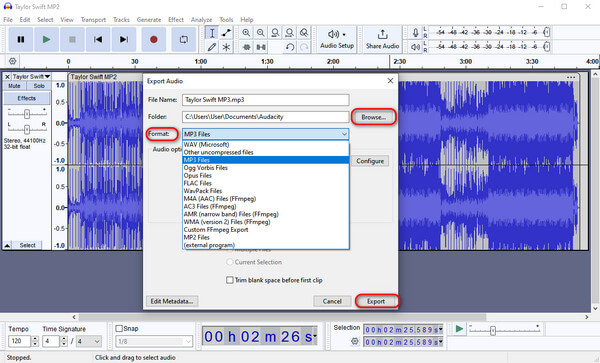 Audacity MP2 to MP3