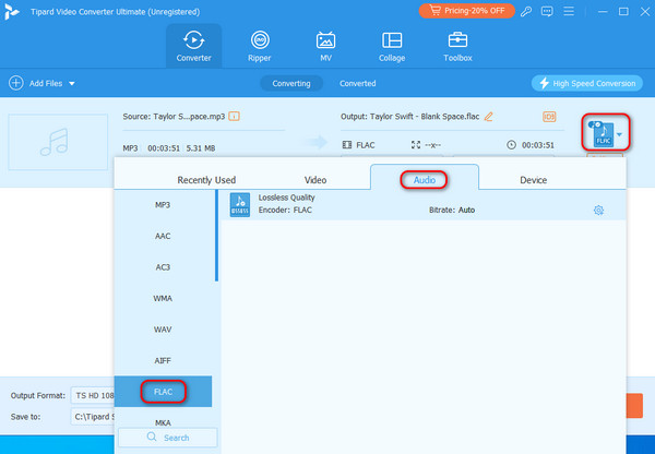 Select The Output Format