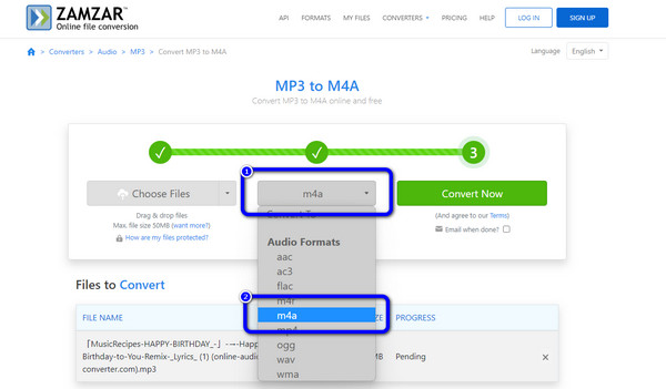 Choose M4A File Format