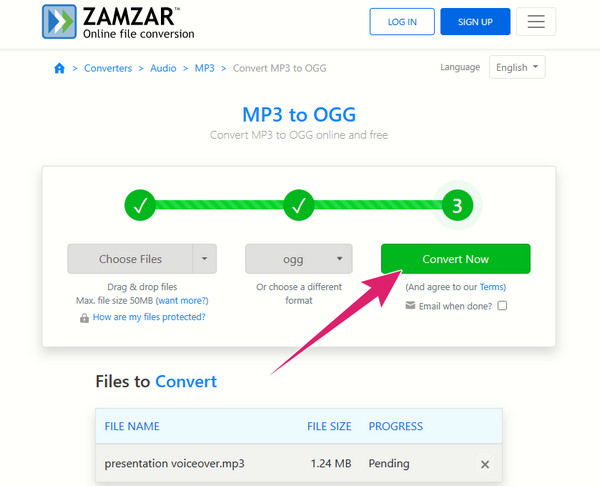 Zamzar Convert MPP3 OGG