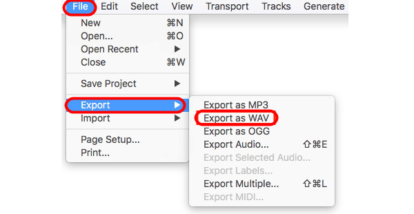 Export As WAV