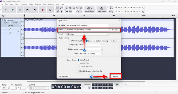 Audacity Destination Export