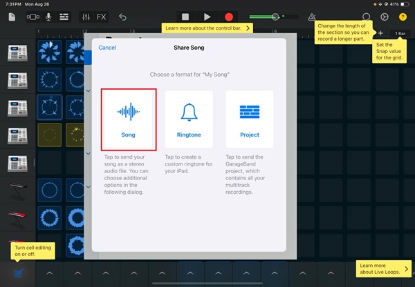 Save MP3 Garageband IOS