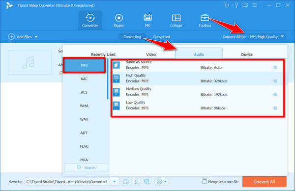 Choose MP3 Output