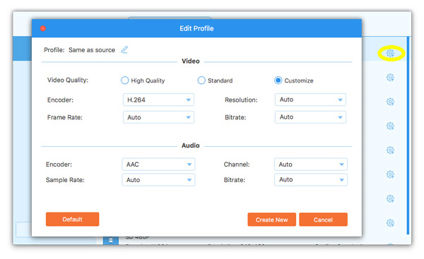 Profile customized Settings