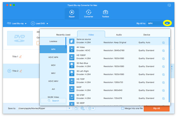 Select DVD Output Format