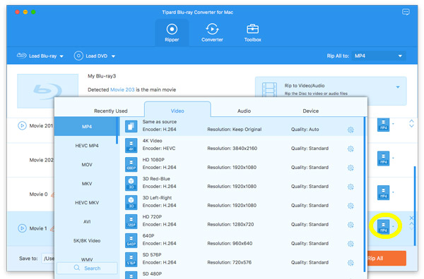 Select Output Format one by one