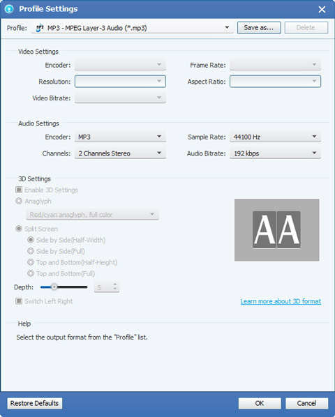 Adjust output settings