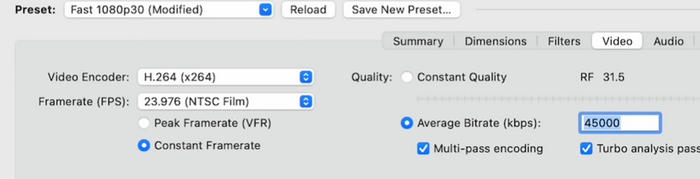 Handbrake Video Codec