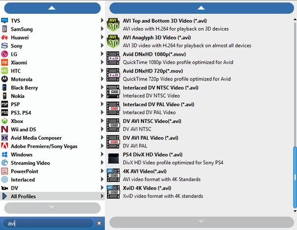 Choose avi output file