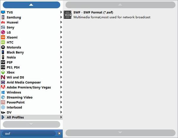 Select output format