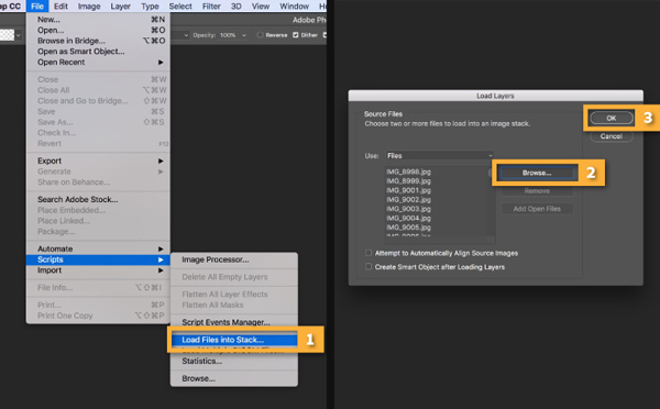 Photoshop load files into stack