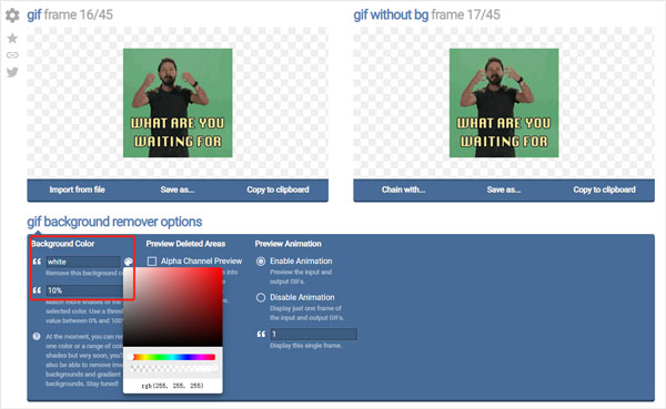 Change gif background to white color