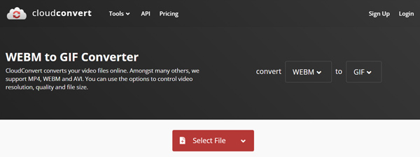 CloudConvert webm to gif converter