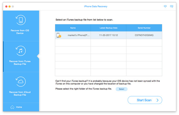 recover from iTunes backup