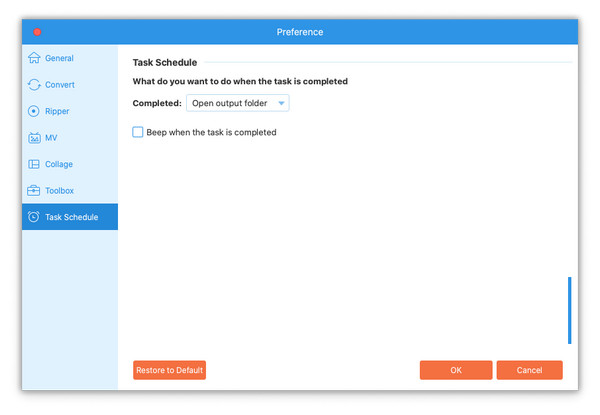 Settings Task Schedule