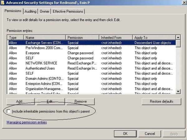 Change Microsoft Exchange Security Settings