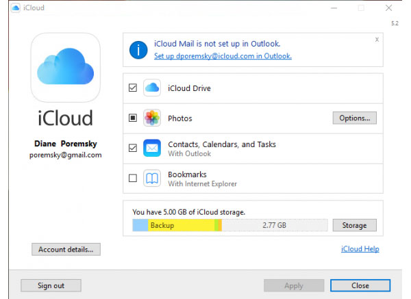 Delete an iCloud Account on Windows