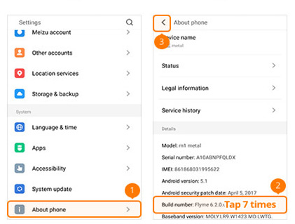 Open Developer Options Meizu