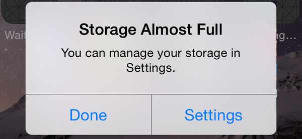 iphone storage full