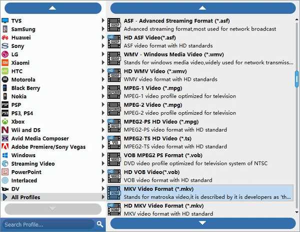 Choose the MKV output format