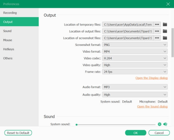 Output Settings