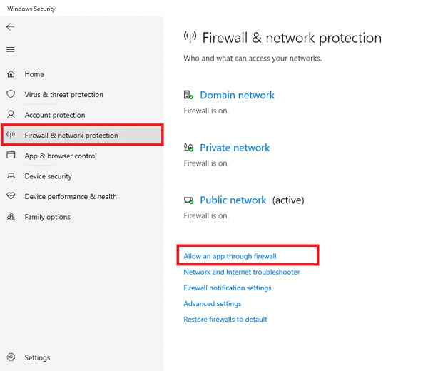 Allow an app Through Firewall