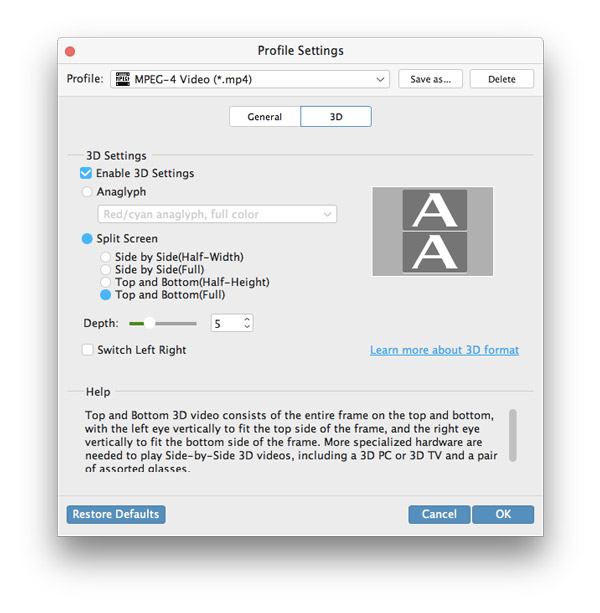 profile settings