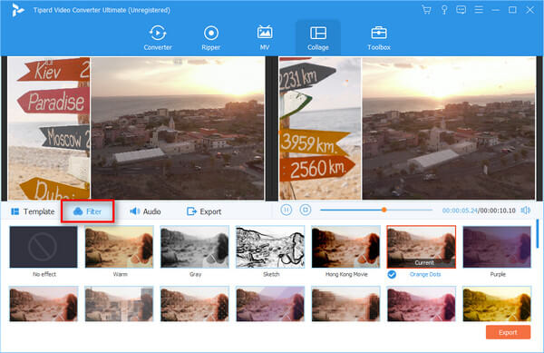 Add filter to video collage