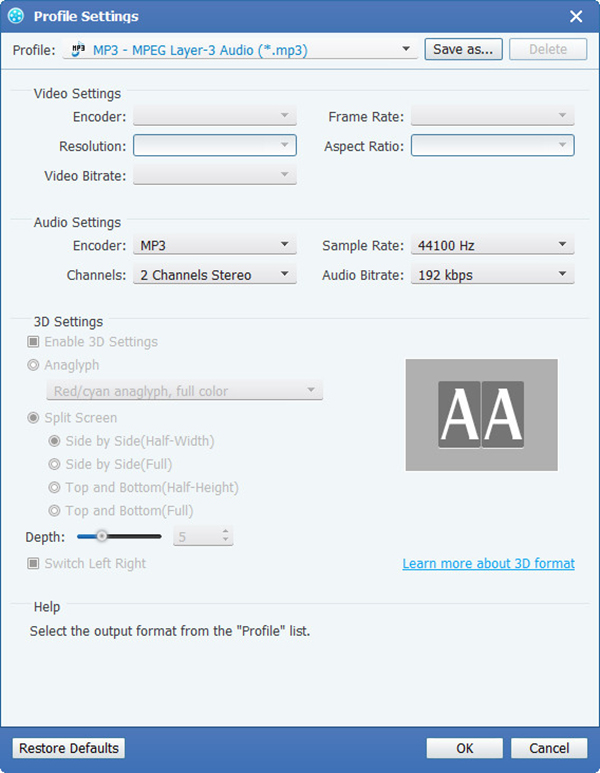 Profile settings