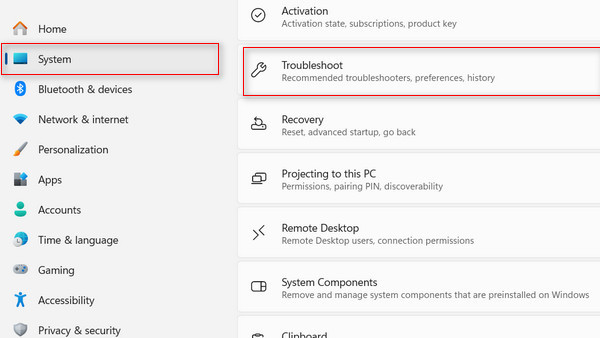 Settings Troubleshooting