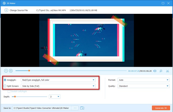 Anaglyph Split Screen