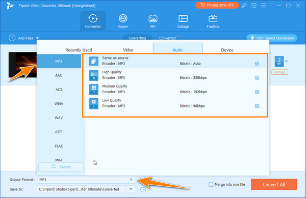 Select MP3 Output