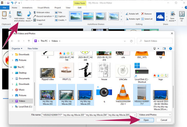 Windows Movie Maker Add Multiple Files