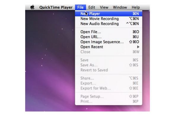 Choose Open File Quicktime