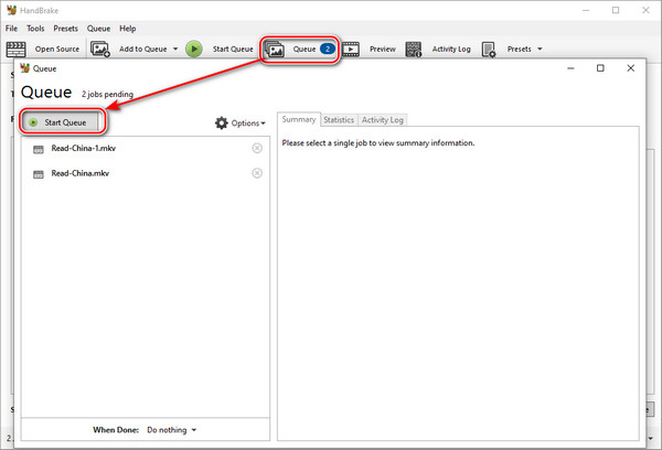 Handbrake Start Queue