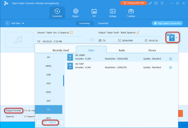 Select Output Format