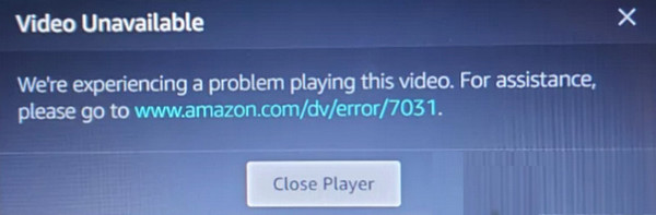 Amazon Error 7031