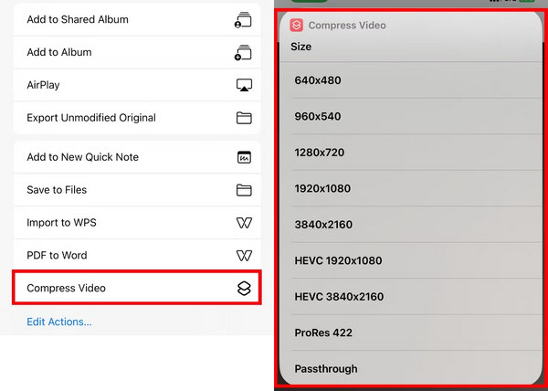 Compress Video Shortcuts