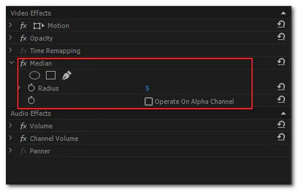 Adobe Premiere Adjust Median Effects