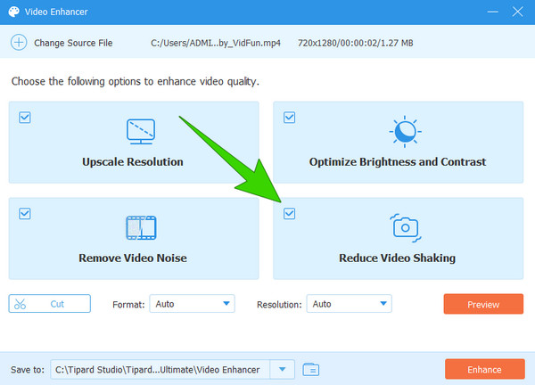 Tipard Stabilizer Video Settings