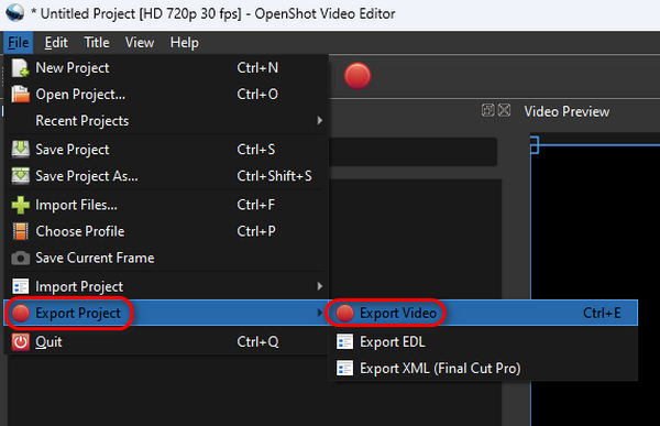 Export Video Openshot