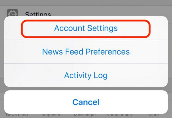 Facebook Mobile Account Settings