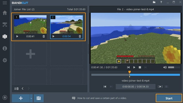 Interface Of Bandicut Video Joiner