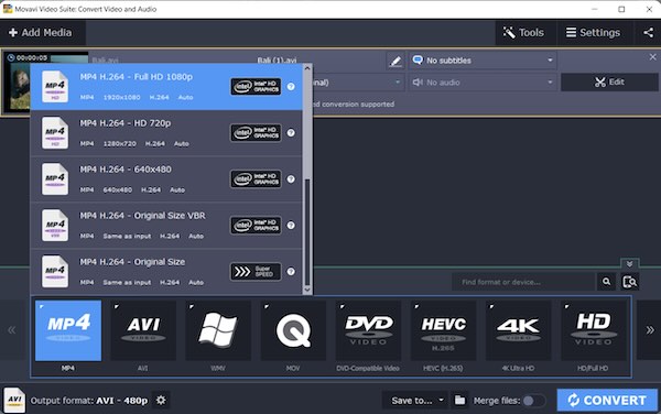 Movavi Converter Interface