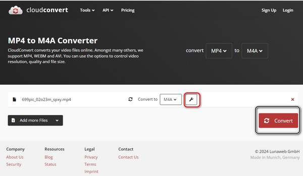 Cloudconverter Convert MP4 to M4A